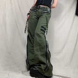 Women's Jeans Y2k Grunge Green Zipper Bandage Low Waist Cargo Pants Gothic Punk Baggy Retro Kawaii Trousers Women Sweatpants wholesale brand