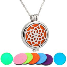 Tree of Life Cross Snowflake Glowing In The Dark Luminous Aromatherapy Necklace Stainless Steel Perfume Oil Diffuser Locket Pendant fashion Jewellery Will and Sandy
