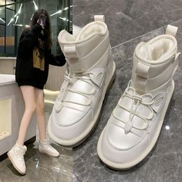 Boots Waterproof Short-tube Snow Women's Winter 2021 Plus Veet Cotton Shoes Korean Short British Style Wild B