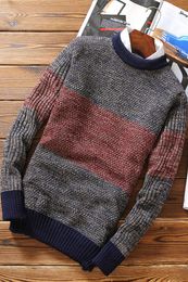 Fashion Autumn Winter Slim Fit Mens Sweaters for 2019 O-neck Casual Pullover Men Sweater Patchwork Knitted Sweaters Men Y0907