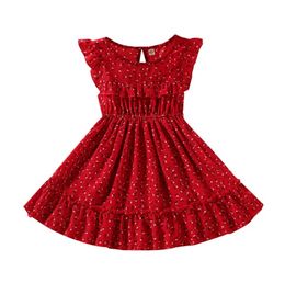 Lace sleeve Baby girl vest Floral Dress red Colour chiffon new design children girls skirts