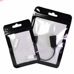 100pcs Flat White/ Black Framed Clear Front Mylar Zip Lock Bags Hang Hole Ziplock Packaging Bag For Phone Accessories USB cablehigh qty