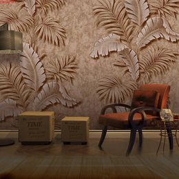 Custom Mural Wallpaper 3D Embossed Tropical Plant Leaves Decor Living Room Sofa TV Background Photo Wall Paper Papel De Paredegood quatity