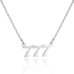 111 222 333 444 555 666 777 888 999 Angel Number Pendant Necklace Silver Colour Stainless Steel Necklace For Women Jewellery