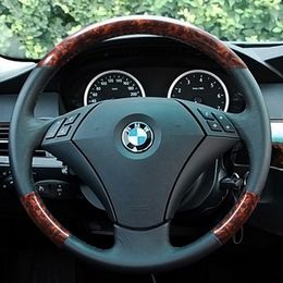 For BMW 740 Old 5 Series 528 525 530 7 Series DIY custom leather imitation mahogany special steering wheel cover