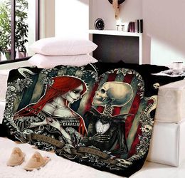 3D Custom Nap Blanket Super Soft Cosy Velvet Plush Throw Blankets Bedspread Floral Skull Modern Line Art Sherpa Travel portable