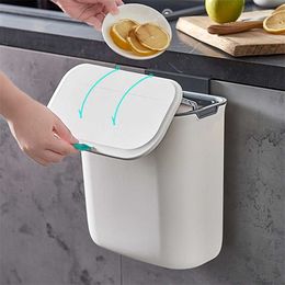 Wall Mounted Trash Can Kitchen Cabinet Storage Bucket Washroom Recycle Rubbish Bin 7/9L for 211229