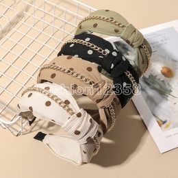 Woman Knot Hairband Headbands Dot Bezel Women Hairband Hair Accessories Chain Turban Ornaments Headwear