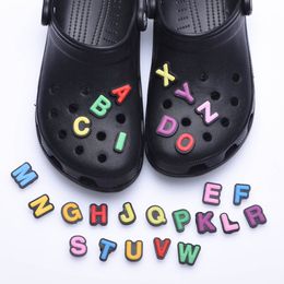 new clog clog charms pvc english alphabet colored letters sandals shoe buckle summer factory wholesale at