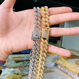 13mm Men Women Hip Hop Necklace Bracelets Full Cubic Zirconia Choker Necklaces Miami Cuban Link Chains Iced Out Bling Punk Rapper Jewellery