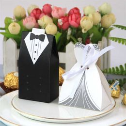 50/100pcs Bride And Groom Wedding Favour Gifts Bag Candy Box DIY With Ribbon Decoration Souvenirs Party Supplies 211108