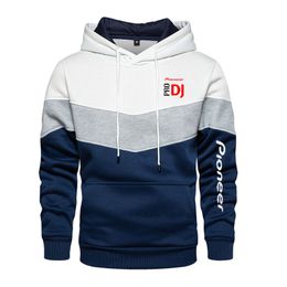 Mens DJ style Pioneer Hip Hop Hooded Sweatshirt Hoodies Casual Fleece Warm Streetwear Male Fashion Autumn Winter Patchwork