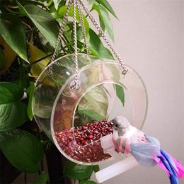 bird seed holder Australia - Transparent Acrylic Bird Feeder Bird Food Seed Holder Container Hanging Clear Viewing Birds Cage Box
