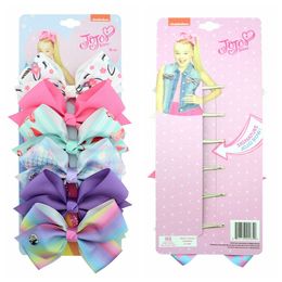 126 Colour 5" hair Bow girl Colourful print Barrettes Girl Hair Accessories Rainbow Unicorn kids Unicorn party Christmas hair clipper 193 Z2