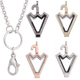 Pendant Necklaces 10pcs/lot Rhinestone Umbrella Shaped Memory Glass Living Floating Locket Women Gift Jewelry Accessories