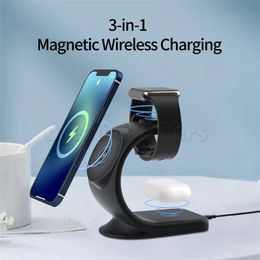 apple watch box UK - 15W Magnetic Wireless Charger Stand 3 in 1 For iPhone 12 13 Pro Max Qi Fast Charging Induction For Apple Watch iWatch AirPods With Retail Box