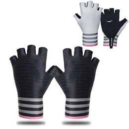 Aero Cycling Gloves Mesh Striped Men Women Sports Gloves Non-slip Breathable Shockproof cycling Bike Gloves Guantes Ciclismo H1022