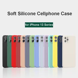 For iPhone 13 12 Mini Pro Max 11 XS Soft Cell Phone Silicone Cases Straight Edge 1:1 Size Ultra-thin Cellphone Protective Cover Candy Colors DHL