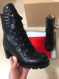 fashion women chunky heel Boots black leather ankle booties sexy point toe gladiator botas knight boot side zip thick heeled