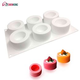 SHENHONG 6 Holes Pudding Cup Art Cake Mould Pan 3D Silicone Mould Mousse Silikonowe Chocolate Moule Baking 211110