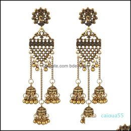 antique indian beads Canada - Other Fashion Aessories Ethnic Style Vintage Antique Gold Peacock Pendant Earrings For Women Long Beads Tassel Indian Jhumka Jewelry Drop De