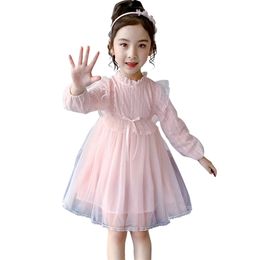 Girl Dresses Mesh Dress For Girls Lace Floral Children Party Cute Style Children's Costumes 6 8 10 12 14 210528