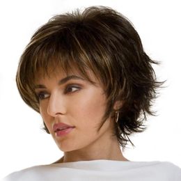 Short Wig for Women Messy Curly Synthetic Hair Wigs Womens Gradient Fashion Ombre Colour Ladies Front Lace Sets Party