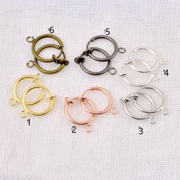 leverback earrings Canada - Spring ear clip with hanging coil Brass Leverback Eariwre Round Hoop Earring Findings Loop 15mm
