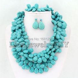 Earrings & Necklace African 2021 Beads Jewellery Sets Nigerian Wedding HD0653