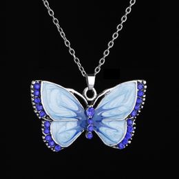 enamel diamond butterfly necklace colorful women necklaces pendants fashion jewelry will and sandy