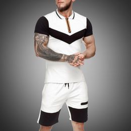 Summer Men Set Sportswear Short Sleeve + Casual Short 2 Piece Set Thin Track Suits Mens Fitness Running Sport Sweat Suit 210603