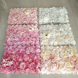 1PC 40x60cm Artificial Flower Wall Wedding Decoration flower mats Rose Fake Flowers Hydrangea wedding flower Panels 210317