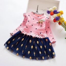 Girl's Dresses Explosion 3-9 Year Old Girl Baby Dress Spring And Autumn Children Fashion Floral Net Yarn Stitching Doll