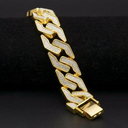 Bangle American Fashion Rhinestone Cuban Bracelet Link Chain For Men Hip Hop Paved Bling Luxury Jewellery Accessories Gift