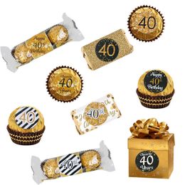 30th 40th 50th Paper sticker self-adhesive round anniversary stickers 40year old birthday party decorations adult Gift bag decor Y0730