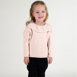 Toddlers Baby Girls Lotus Leaf Collar Sweater Brand Cotton Cute Child Primer Shirt Knitted Girl Clothing 210521