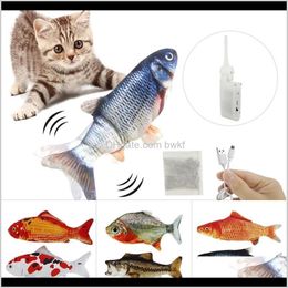 Supplies Home & Garden Drop Delivery 2021 2Pcs Cat Usb Charging Simulation Moving Floppy Fish Cats Toys Interactive Electric Dog Pet Toy Drop