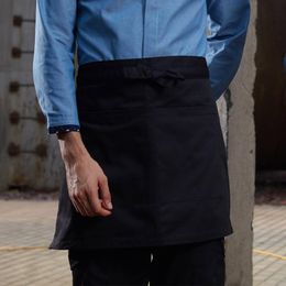 Aprons Waterproof Kitchen Half Apron Women Cotton Black Maid Cooking Dress Canvas Carpenter Overalls Delantal Trimming