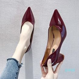 Dress Shoes Slip On Shallow Mouth Pumps Sweet Casual Heels Women's High-Heeled Chunky Sandals Lace-Up Footwear Pointed
