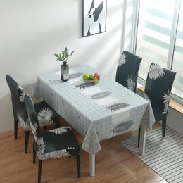 Table Cloth Cover Waterproof PVC For Simple Style Feather Print Plaid Cloths Oil-proof Toalha De Mesa Dinning Room