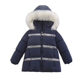 Winter Girls' Cotton Coat Children's Thick Warm Plush Jacket Kids Long Sleeve Outerwear Coat For Girls Clothes TZ780 H0909