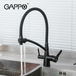 GAPPO Kitchen Pull Out Faucet Philtre Tap Drinking Water Mixer 360 Degree Kitchen and Cold Mixer Faucet Sink Tap Waterfall 210724