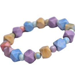 -Con cuentas, hebras Natural Rainbow Crystal Pulsera Sugar Cube Beads DIY Healing Power Power Piedra Elástico para hombres y mujeres
