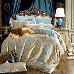 Jacquard Bed Sheet Set Linen for Home Duvet Cover 220x240 Bedspread Euro Double Pillow Case Textile Luxury Bedroom Comforter 210706