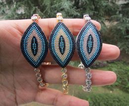 Fashion High quality Charm Evil eye luxury jewelry turkish Blue turquoises stone micro pave 3 colors tennis bracelet