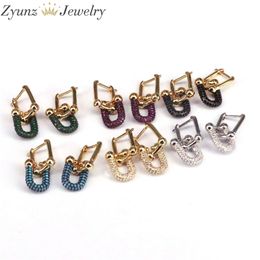 5 Pairs, Brincos Dangle Earrings CZ Crystal Gold Color Engagement Drop-Earrings Elegant Jewelry For Friend Lover Jewelry Gift 210317