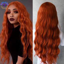 Ginger Orange Colored Lace Front Wigs Peluca Naranja Blue/yellow/wine Red/ Pink Loose Wave Wig for Black /white Women