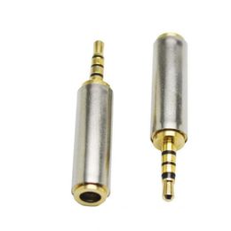 Golden Plated 4Poles 3.5 Jack Adapter Audio Cables Connectors 3.5mm Male To 2.5mm Female Headphone Converter