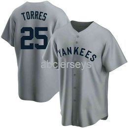 Stitched Custom GLEYBER TORRES #25 Grey VER2 Baseball Jersey XS-6XL