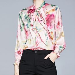 Runway Tops Designers Spring Women Long Sleeve Floral Print Blouse Luxury Brand Shirts Vintage Blouses Blusa Feminina 210603